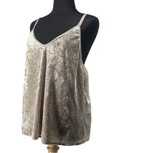 Zara velvet tank top sheer mesh neutral sexy beachy coastal sz M